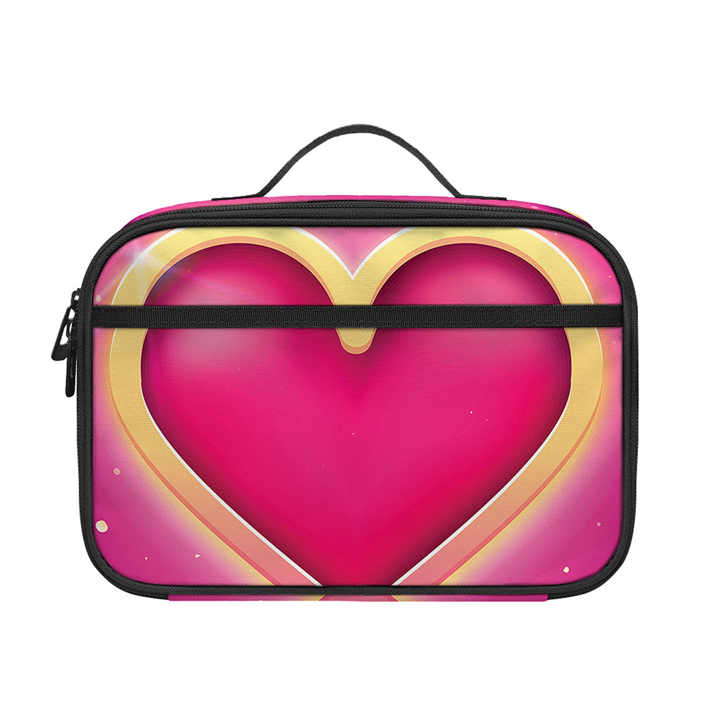 Pink Heart Zodiac Wheel Print Portable Lunch Bag