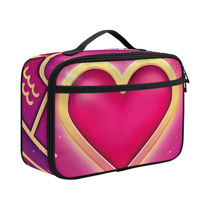 Pink Heart Zodiac Wheel Print Portable Lunch Bag