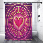 Pink Heart Zodiac Wheel Print Premium Shower Curtain