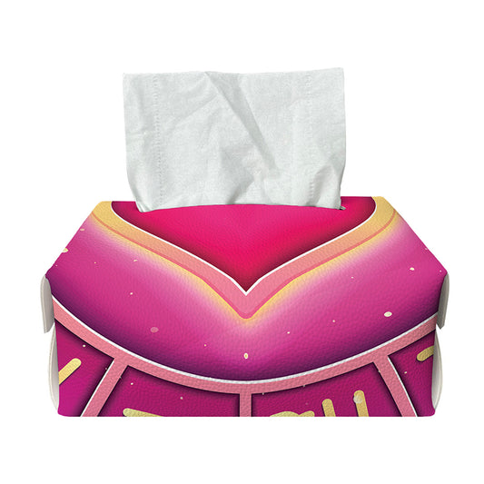 Pink Heart Zodiac Wheel Print Rectangle Tissue Box Cover
