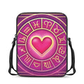Pink Heart Zodiac Wheel Print Rectangular Crossbody Bag