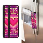 Pink Heart Zodiac Wheel Print Refrigerator Handle Covers