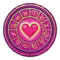 Pink Heart Zodiac Wheel Print Round Blanket