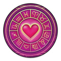 Pink Heart Zodiac Wheel Print Round Floor Mat