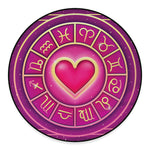 Pink Heart Zodiac Wheel Print Round Floor Mat