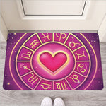 Pink Heart Zodiac Wheel Print Rubber Doormat