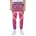 Pink Heart Zodiac Wheel Print Scuba Joggers