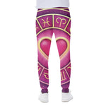 Pink Heart Zodiac Wheel Print Scuba Joggers