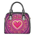 Pink Heart Zodiac Wheel Print Shoulder Handbag