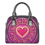 Pink Heart Zodiac Wheel Print Shoulder Handbag