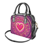 Pink Heart Zodiac Wheel Print Shoulder Handbag