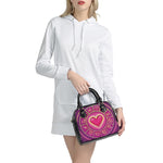 Pink Heart Zodiac Wheel Print Shoulder Handbag