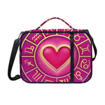 Pink Heart Zodiac Wheel Print Shoulder Strap Bible Bag