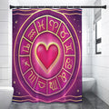 Pink Heart Zodiac Wheel Print Shower Curtain
