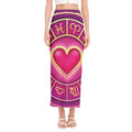 Pink Heart Zodiac Wheel Print Side Slit Maxi Skirt