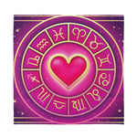 Pink Heart Zodiac Wheel Print Silk Bandana