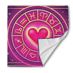Pink Heart Zodiac Wheel Print Silk Bandana