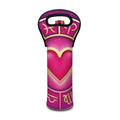 Pink Heart Zodiac Wheel Print Single Neoprene Wine Tote