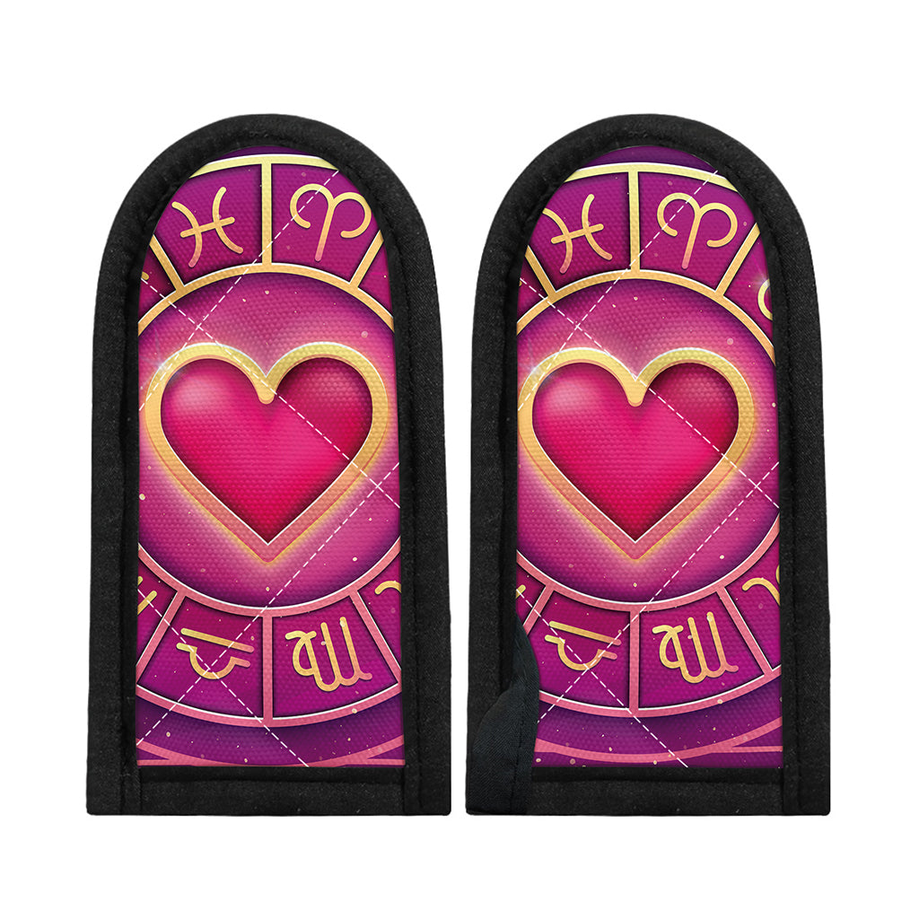 Pink Heart Zodiac Wheel Print Skillet Handle Cover