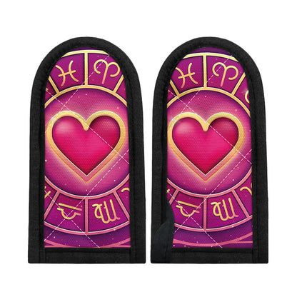 Pink Heart Zodiac Wheel Print Skillet Handle Cover