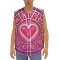 Pink Heart Zodiac Wheel Print Sleeveless Baseball Jersey