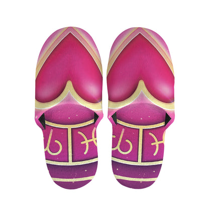 Pink Heart Zodiac Wheel Print Slippers