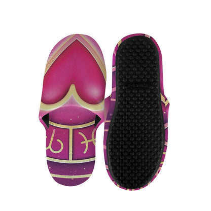 Pink Heart Zodiac Wheel Print Slippers