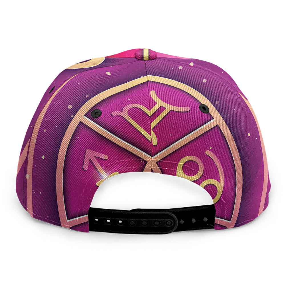 Pink Heart Zodiac Wheel Print Snapback Cap