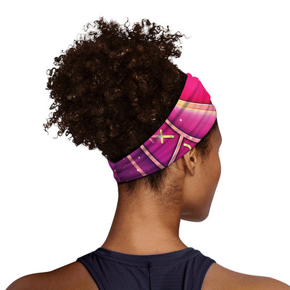 Pink Heart Zodiac Wheel Print Sports Headband
