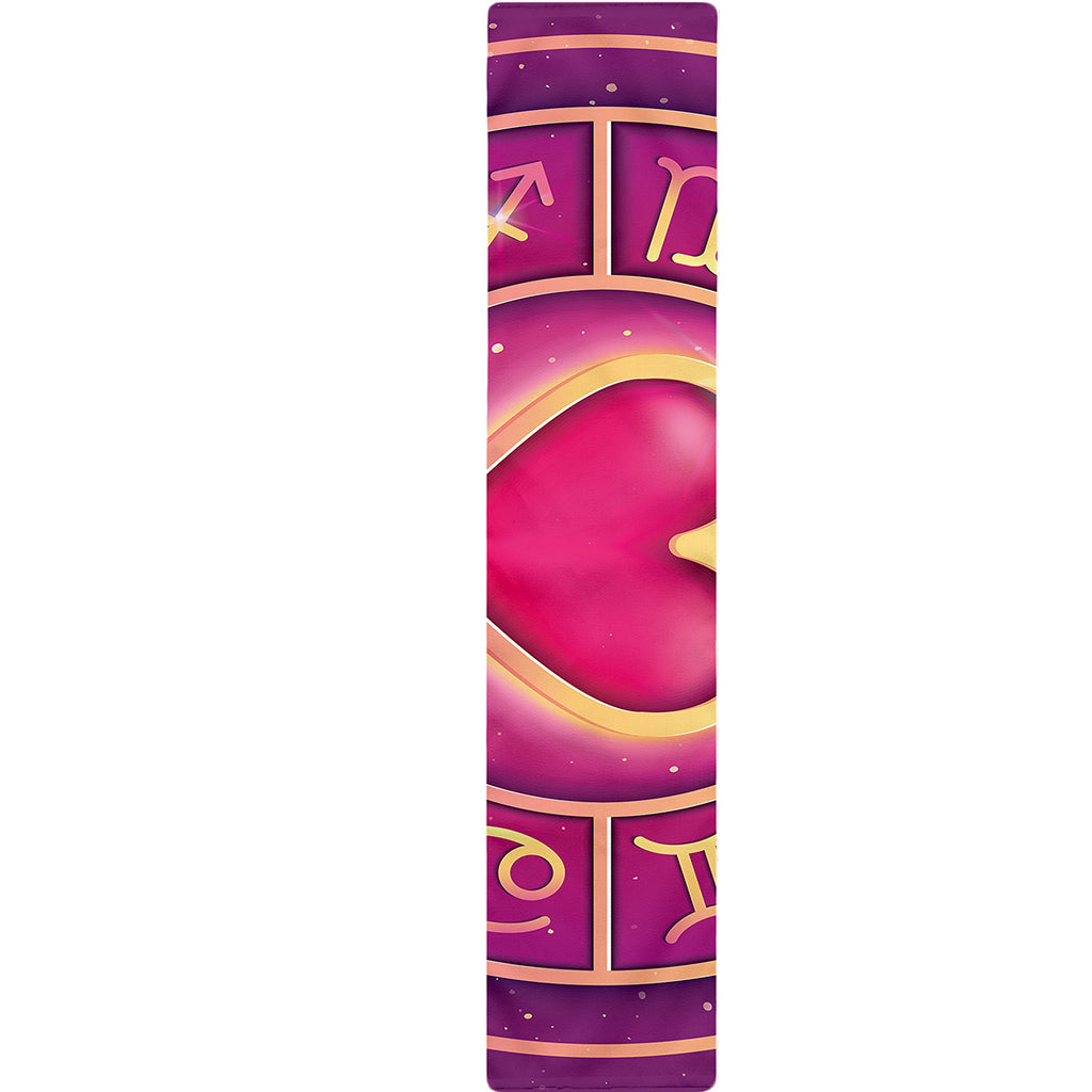 Pink Heart Zodiac Wheel Print Table Runner