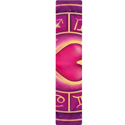 Pink Heart Zodiac Wheel Print Table Runner