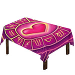 Pink Heart Zodiac Wheel Print Tablecloth