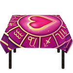 Pink Heart Zodiac Wheel Print Tablecloth