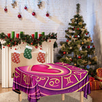 Pink Heart Zodiac Wheel Print Tablecloth