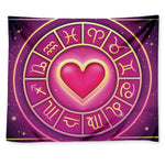 Pink Heart Zodiac Wheel Print Tapestry