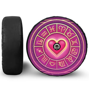 Pink Heart Zodiac Wheel Print Tire Cover With Camera Hole