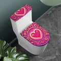 Pink Heart Zodiac Wheel Print Toilet Lid And Tank Cover Set