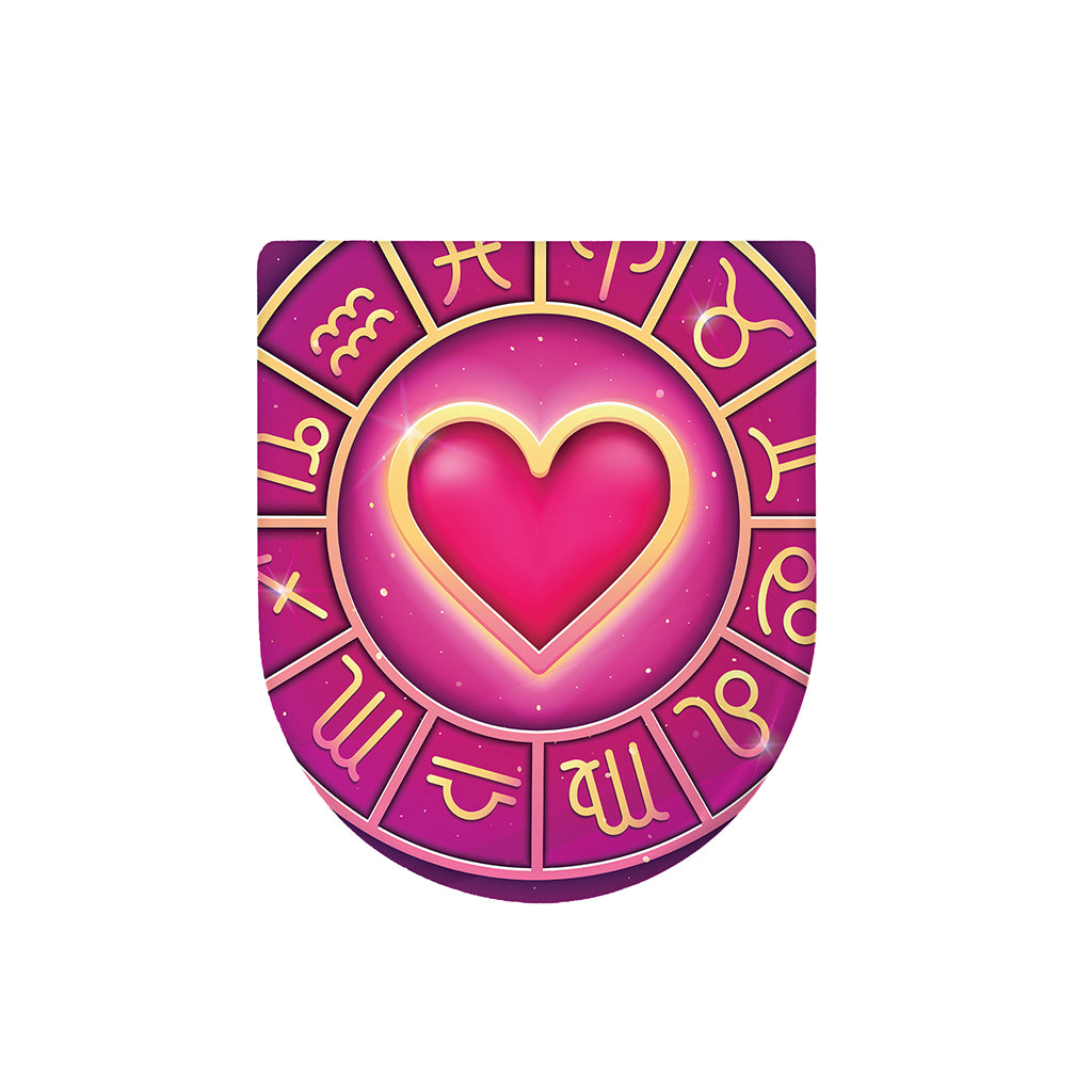 Pink Heart Zodiac Wheel Print Toilet Lid Cover