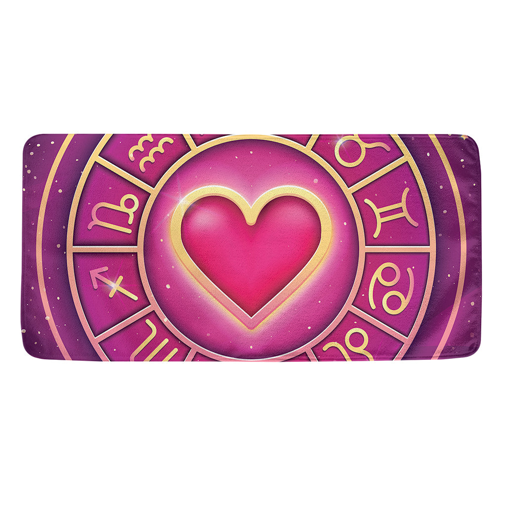 Pink Heart Zodiac Wheel Print Towel
