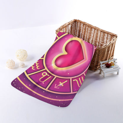 Pink Heart Zodiac Wheel Print Towel