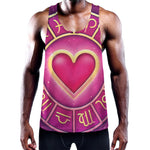 Pink Heart Zodiac Wheel Print Training Tank Top