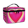 Pink Heart Zodiac Wheel Print Travel Makeup Bag