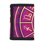 Pink Heart Zodiac Wheel Print Trifold Wallet