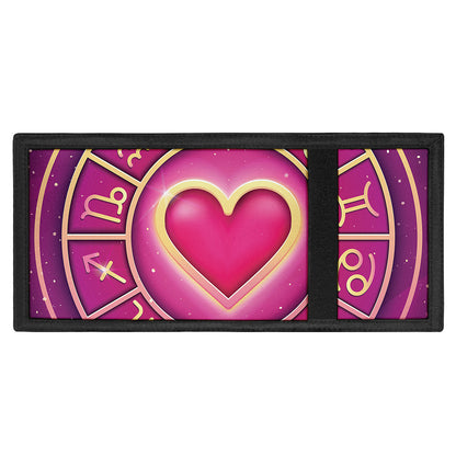 Pink Heart Zodiac Wheel Print Trifold Wallet