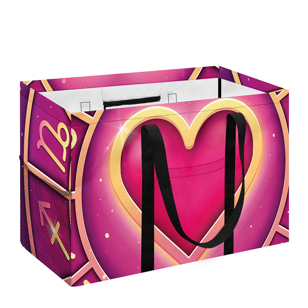 Pink Heart Zodiac Wheel Print Utility Tote Bag