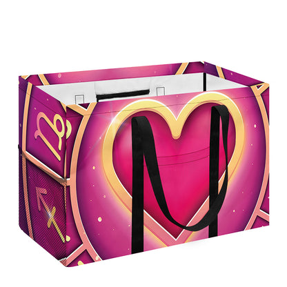 Pink Heart Zodiac Wheel Print Utility Tote Bag