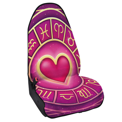 Pink Heart Zodiac Wheel Print Waterproof Car Seat Cover
