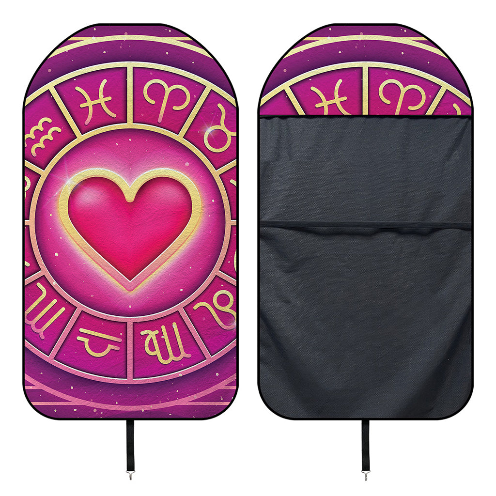 Pink Heart Zodiac Wheel Print Waterproof Car Seat Cover