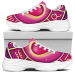 Pink Heart Zodiac Wheel Print White Chunky Shoes