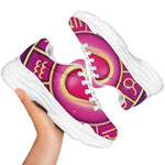 Pink Heart Zodiac Wheel Print White Chunky Shoes